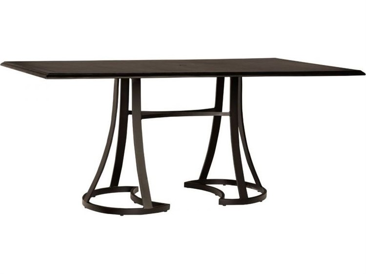 Woodard Solid Cast Aluminum 84''W x 42''D Rectangular Counter Table with Umbrella Hole