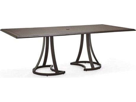 Woodard Solid Cast Aluminum 70''W x 60''D Rectangular Dining Table with Umbrella Hole in Mainstreet Base