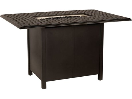 Woodard Thatch Aluminum 60''W x 42''D Rectangular Coffee Height Fire Pit Table