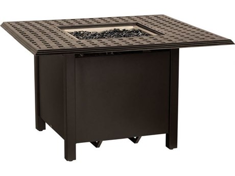 Woodard Thatch Aluminum 42'' Square Chat Height Fire Pit Table