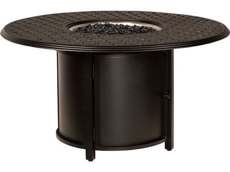 Woodard Thatch Aluminum 48'' Round Chat Height Fire Pit Table