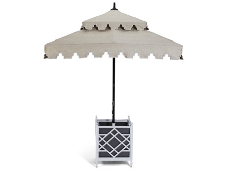 Woodard Alexa Hampton 6 Foot Square Duplici Umbrella with Greek Key Valance & Standard Binding