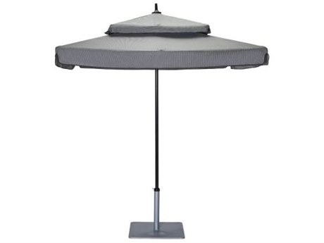Woodard Canopi Aluminum 6' Square Duplici Marine Pulley Double Tier Umbrella in Marine Fabric