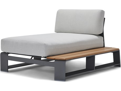 Woodard Gather Aluminum RHF Outdoor Chaise Lounge with NextTeak Accent