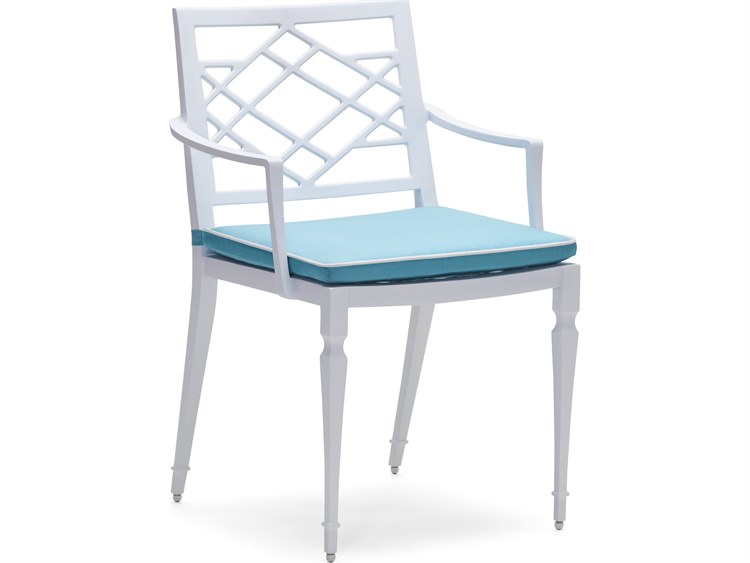 Woodard Alexa Hampton Tuoro Aluminum Patio Dining Arm Chair with Optional Seat Cushions