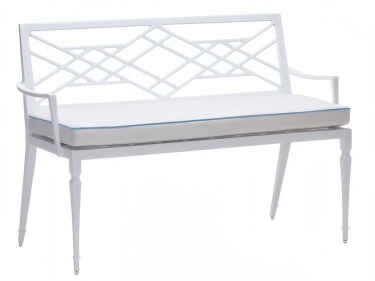 Woodard Alexa Hampton Tuoro Aluminum Outdoor Bench with Arms and Optional Seat Cushion