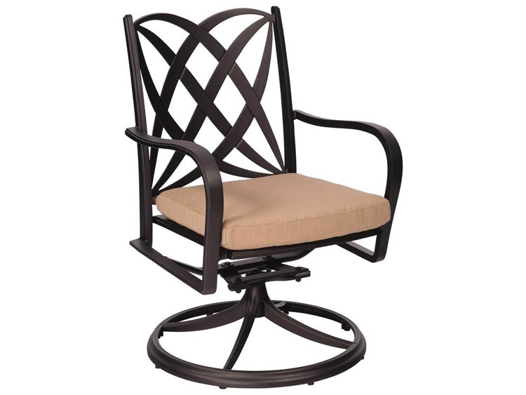 Woodard Apollo Cast Aluminum Swivel Rocker Dining Chair with Cushion