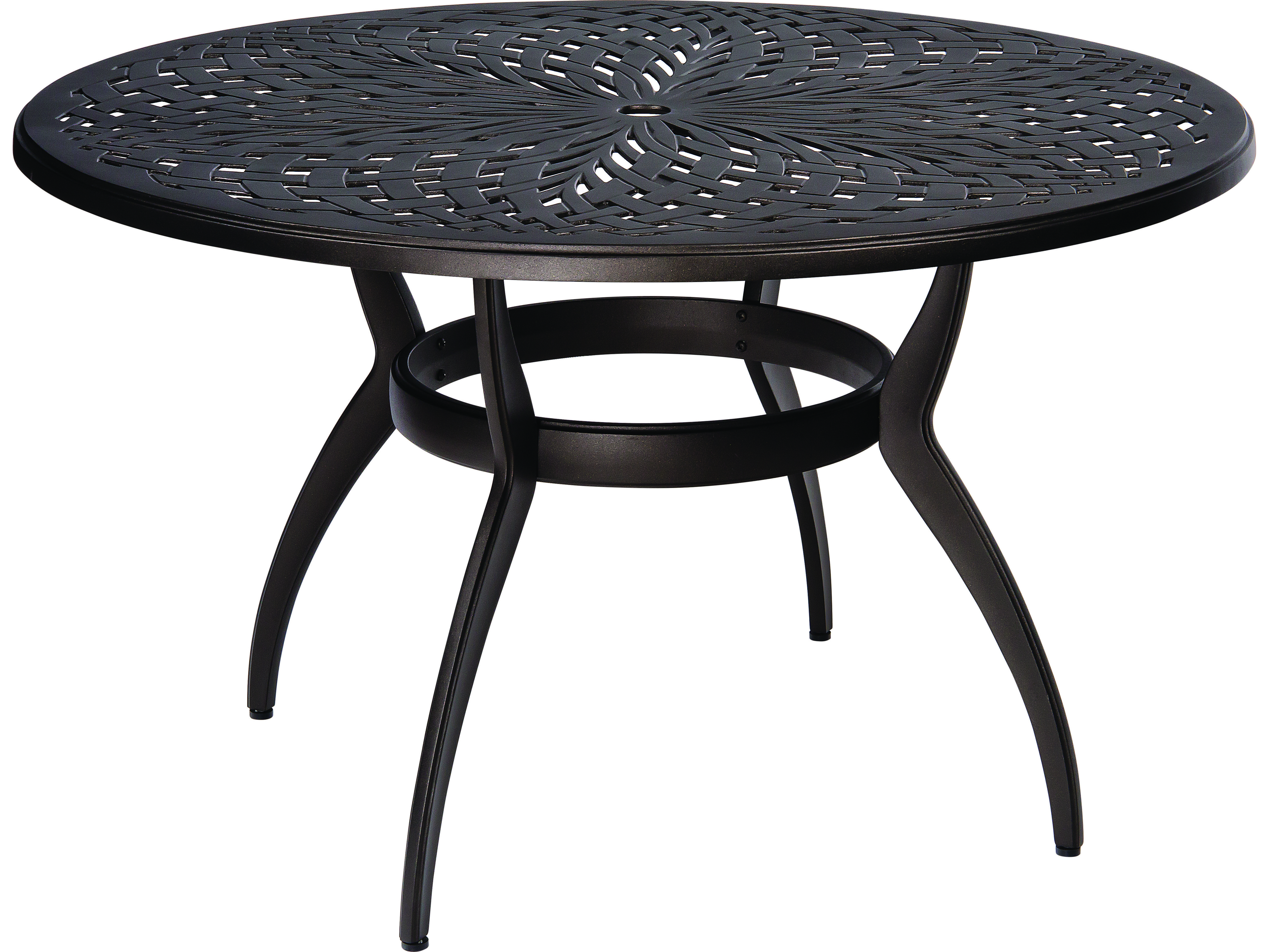 Woodard Apollo Cast Aluminum 48 Round Dining Table with Umbrella Hole