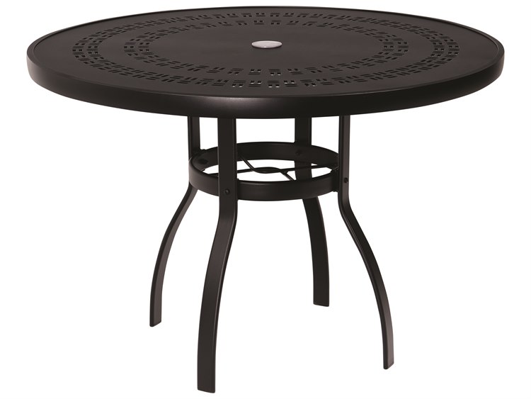 Woodard Aluminum Deluxe 42'' Round Trellis Top Dining Table with Umbrella Hole