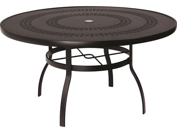 Woodard Aluminum Deluxe 54'' Round Trellis Top Table with Umbrella Hole