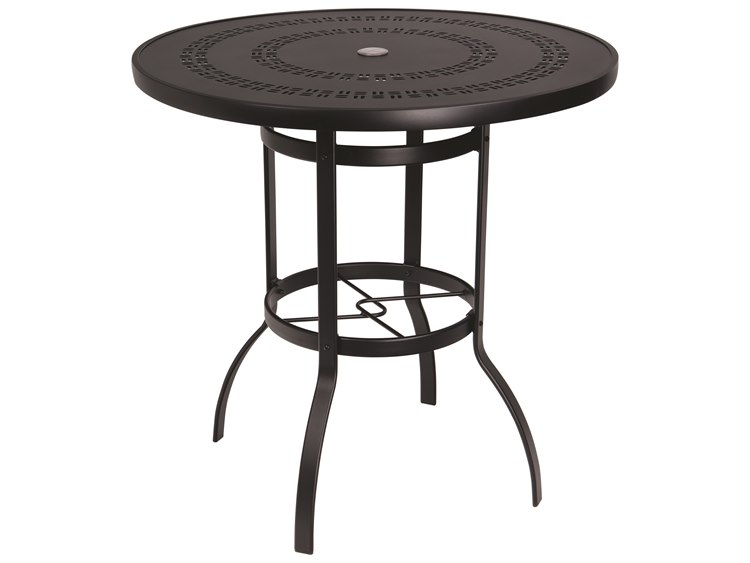 Woodard Aluminum Deluxe 42'' Round Bar Height Table Trellis Top with Umbrella Hole