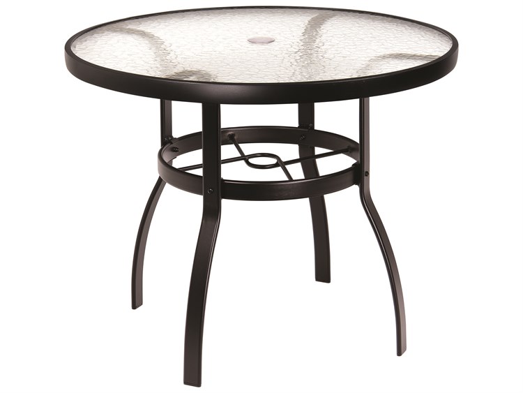 Woodard Aluminum Deluxe 36 Wide Round, Round Plexiglass Table Top With Umbrella Hole