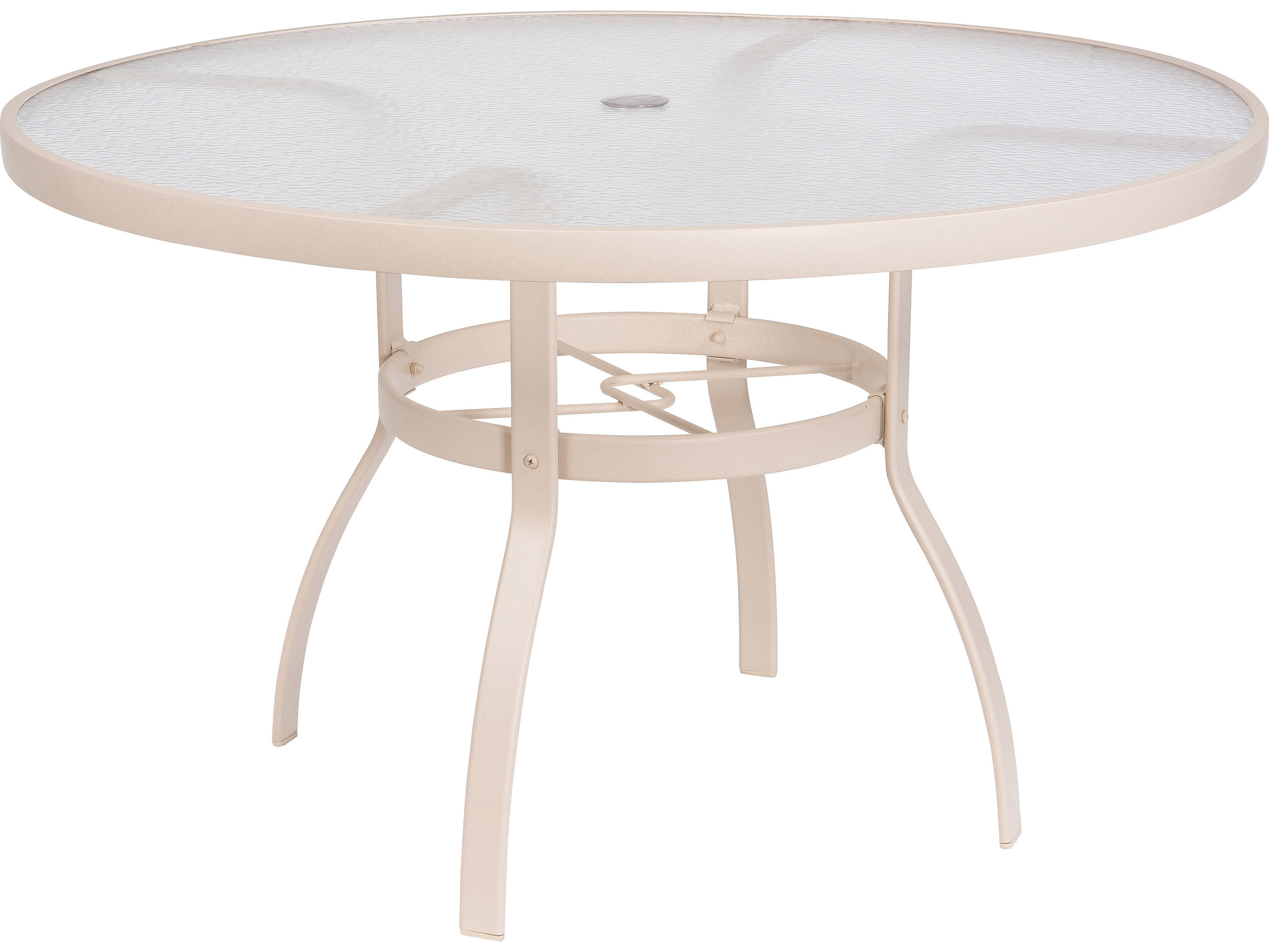 Woodard Deluxe Aluminum Sandstone 48 Round Acrylic Top Table with