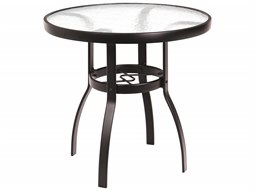 Woodard Deluxe Aluminum 30'' Round Obscure Glass Top Dining Table