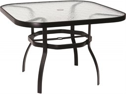 Woodard Aluminum Deluxe 42'' Square Obscure Glass Top Table with Umbrella Hole