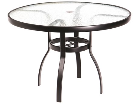 Woodard Aluminum Deluxe 42'' Round Obscure Glass Top Table with Umbrella Hole