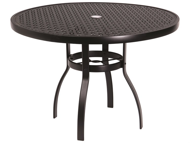 Woodard Aluminum Deluxe 42'' Round Lattice Top Table with Umbrella Hole