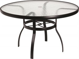 48'' Wide Round Obscure Glass Top Table with Umbrella Hole