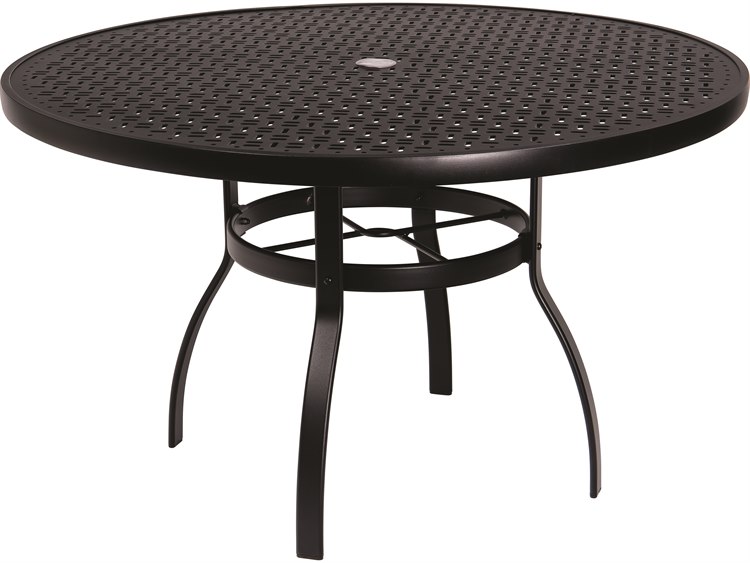 Woodard Aluminum Deluxe 48'' Round Lattice Top Table with Umbrella Hole