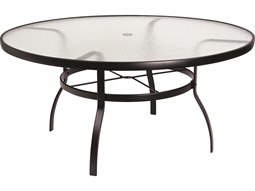 60'' Wide Round Obscure Glass Top Table with Umbrella Hole