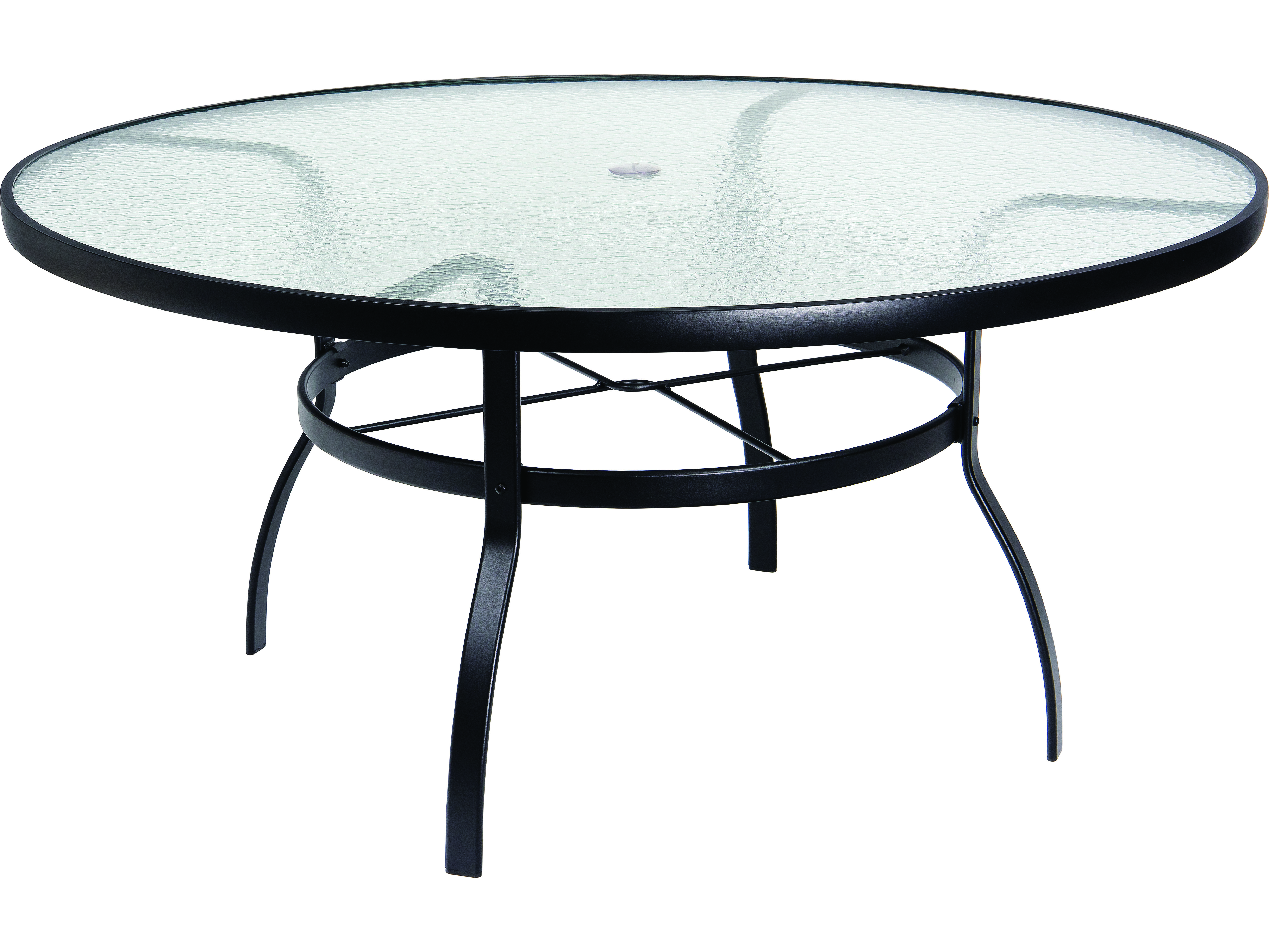 Woodard Aluminum Deluxe 60 Round Obscure Glass Top Table with Umbrella Hole