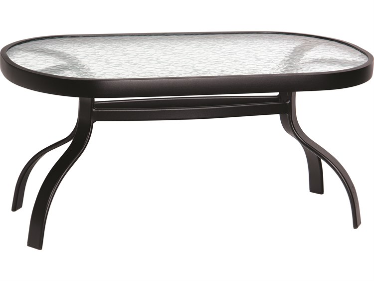 Woodard Aluminum Deluxe 37''W x 19''D Oval Obscure Glass Top Coffee Table