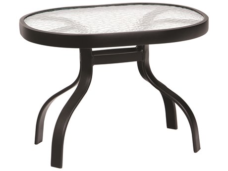 Woodard Aluminum Deluxe Rectangular Obscure Glass Top Outdoor Patio End Table