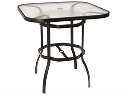 Woodard Aluminum Deluxe 42'' Square Obscure Glass Top Bar Height Table with Umbrella Hole