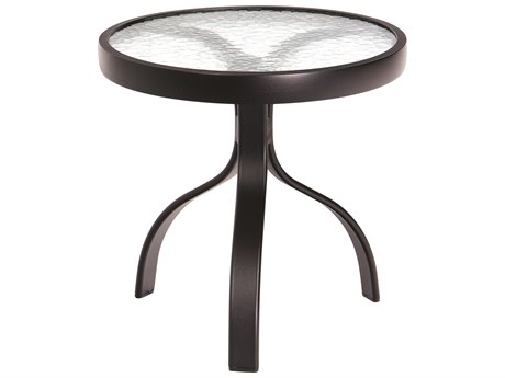 Woodard Aluminum Deluxe Round Obscure Glass Top End Table