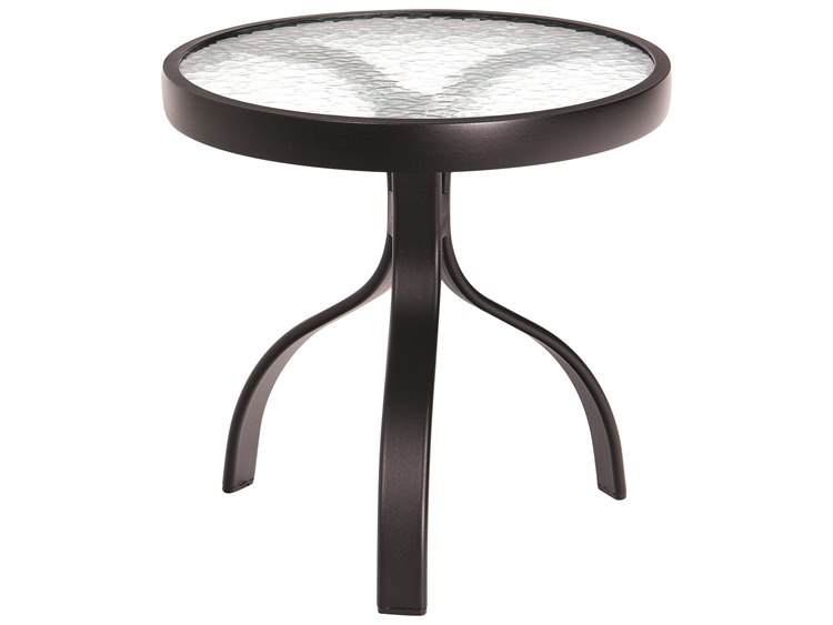 Woodard Aluminum Deluxe 18'' Round Obscure Glass Top End Table