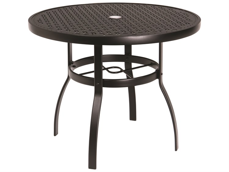 Woodard Aluminum Deluxe 36'' Round Lattice Top Table with Umbrella Hole