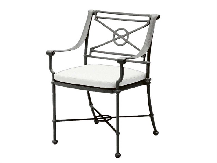 Woodard Delphi Cast Aluminum Dining Arm Chair with Cushion