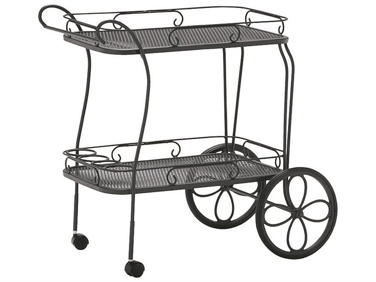 Woodard Wrought Iron Mesh Top Tea Serving Cart with Removable Serving Tray