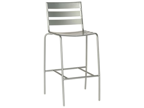 Woodard Closeout Cafe Series Wrought Iron Bar Stool in Silver Mercury
