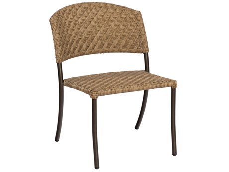 Woodard Whitecraft Closeout Barlow Wicker Stackable Dining Side Chair in Bronzed Teak