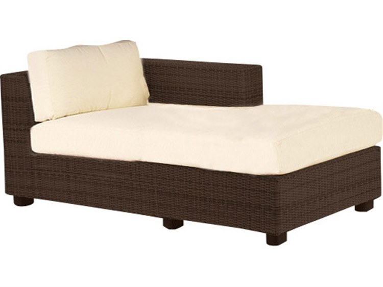 Woodard Closeout Montecito Wicker Right Arm Chaise Lounge in Coffee