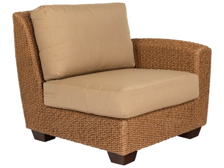 Woodard Closeout Saddleback Wicker Right Arm Lounge Chair - Frame Only