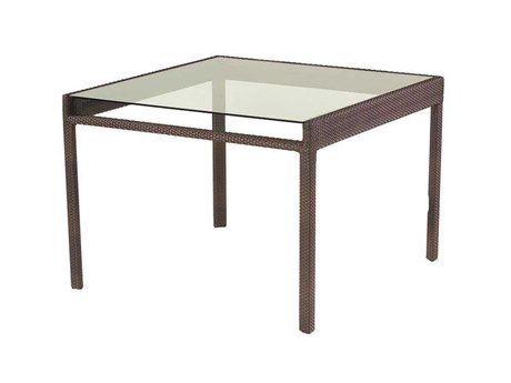 Woodard Closeout All Weather Wicker 42'' Square Glass Top Dining Table in Coffee