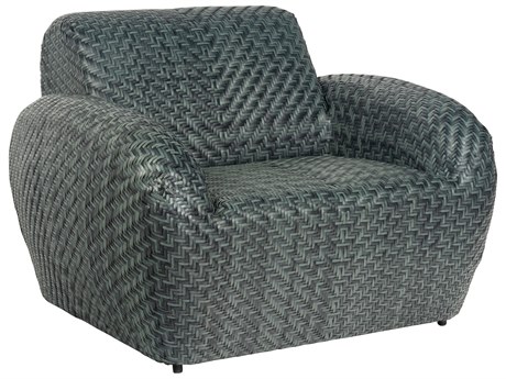 Woodard Closeout Trident Wicker Lounge Chair in Cobalt Gray