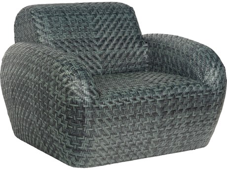 Woodard Closeout Trident Wicker Swivel Lounge Chair in Cobalt Gray