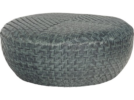Woodard Closeout Trident Wicker 36'' Round Coffee Table/Ottoman in Cobalt Gray