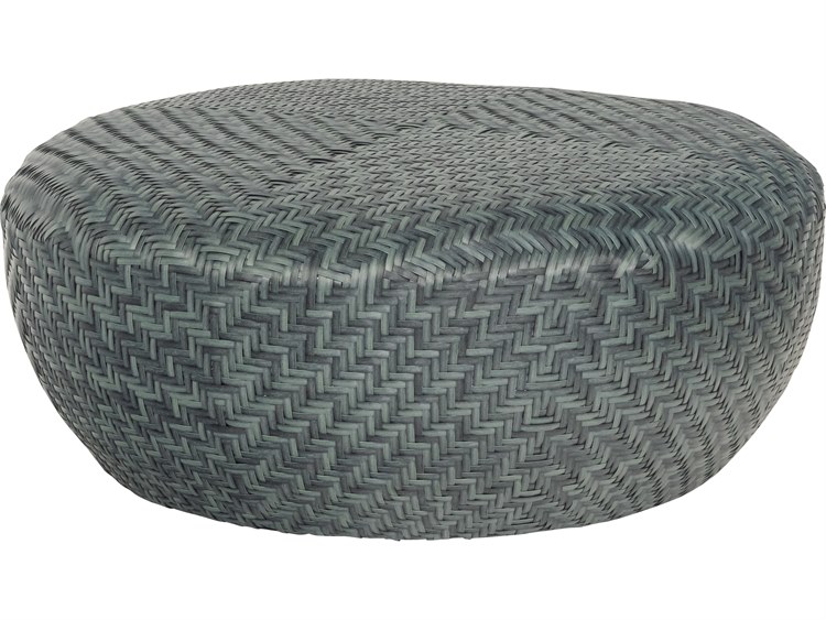 Woodard Closeout Trident Wicker 36'' Round Coffee Table/Ottoman in Cobalt Gray