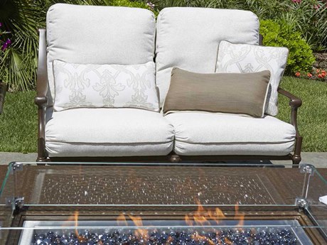 Woodard Delphi Cushion Cast Aluminum Fire Pit Lounge Set