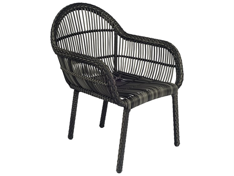 Woodard Cape Wicker Charcoal Gray Cape Patio Dining Arm Chair