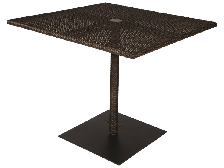 Woodard Whitecraft All-Weather Wicker 36'' Square Dining Table with Umbrella Hole