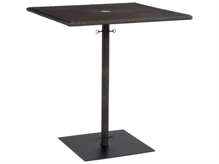 Woodard Whitecraft All-Weather Wicker 36'' Square Bar Table with Umbrella Hole