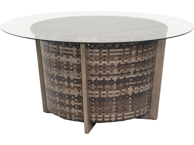 Woodard Reunion Wicker Calico 48'' Wide Round Glass Top Chat Table