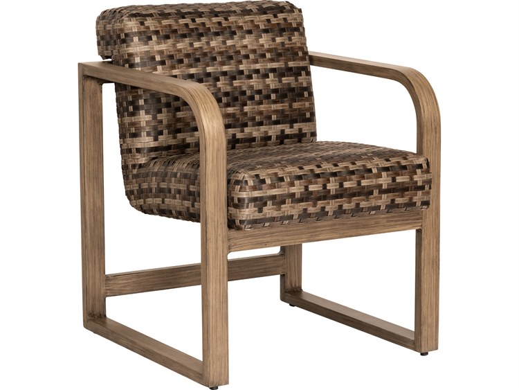 Woodard Reunion Wicker Calico Outdoor Patio Dining Arm Chair