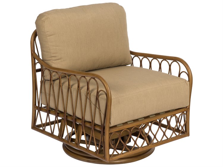 Woodard Cane Aluminum Cane Swivel Rocker Lounge Chair