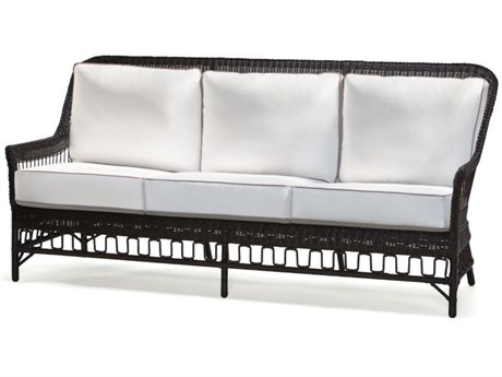 Woodard Alexa Hampton San Michele Wicker Sofa with two 19'' throw pillows